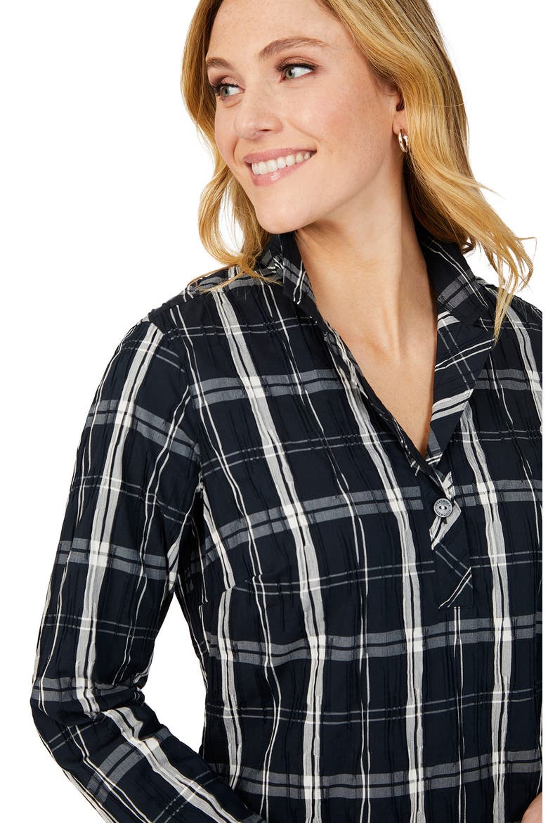Sloane Windowpane Long Sleeve Popover Shirtdress, Alternate, color, BLACK MULTI