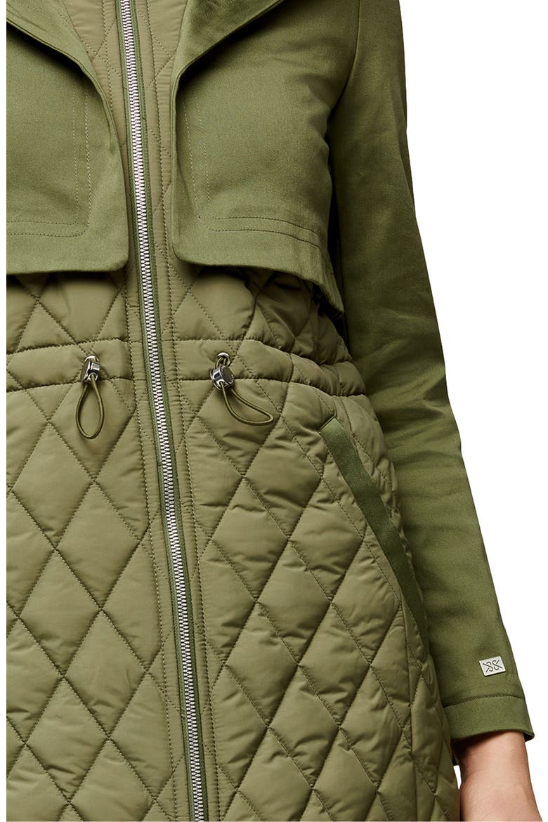 Enora Mix Water Repellent Quilted Raincoat, Alternate, color, GREEN
