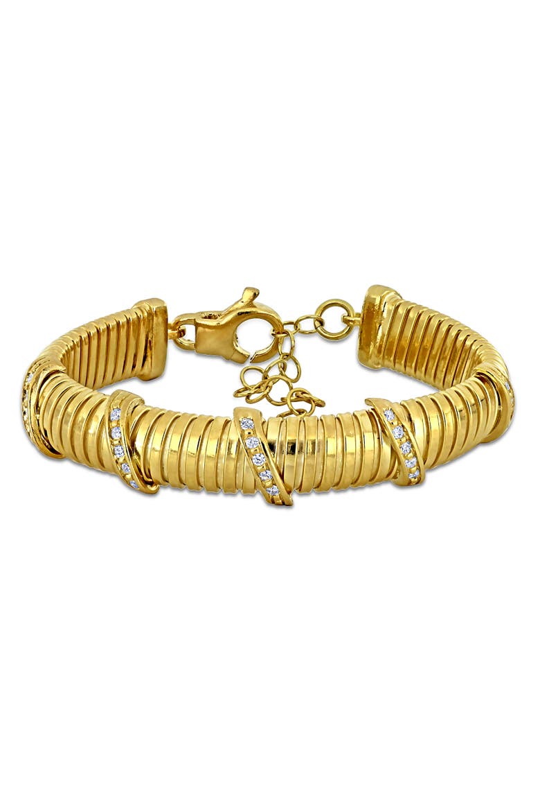 Cubic Zirconia Omega Style Bracelet Yellow Plated, Main, color, Yellow-Plated