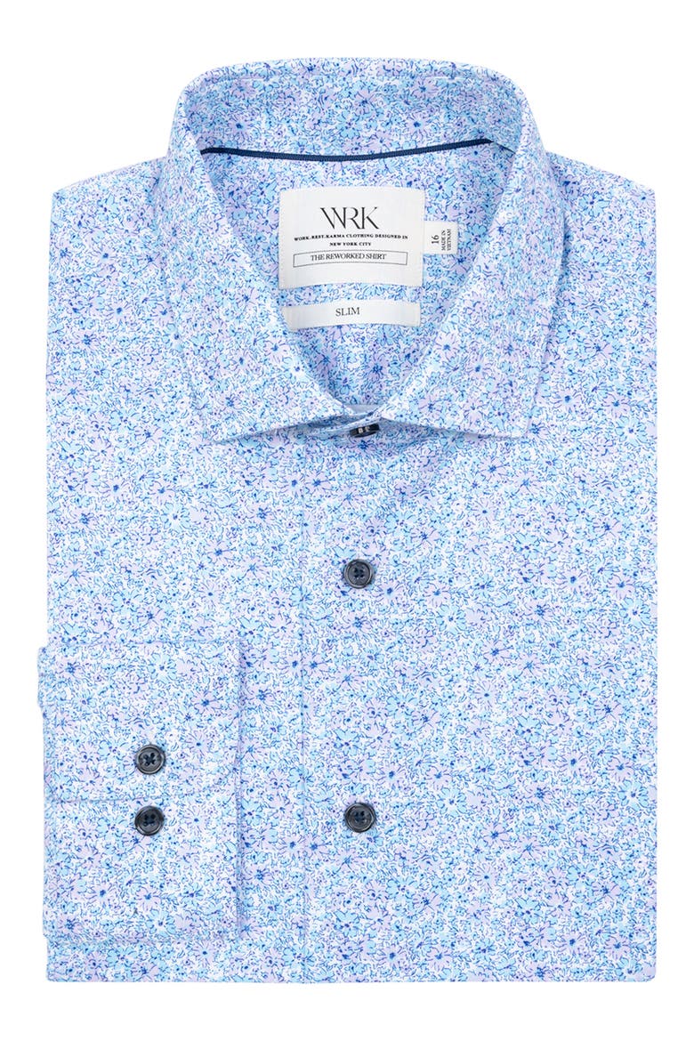 Slim Fit Floral Reworked Dress Shirt, Alternate, color, BLUE PURPLE