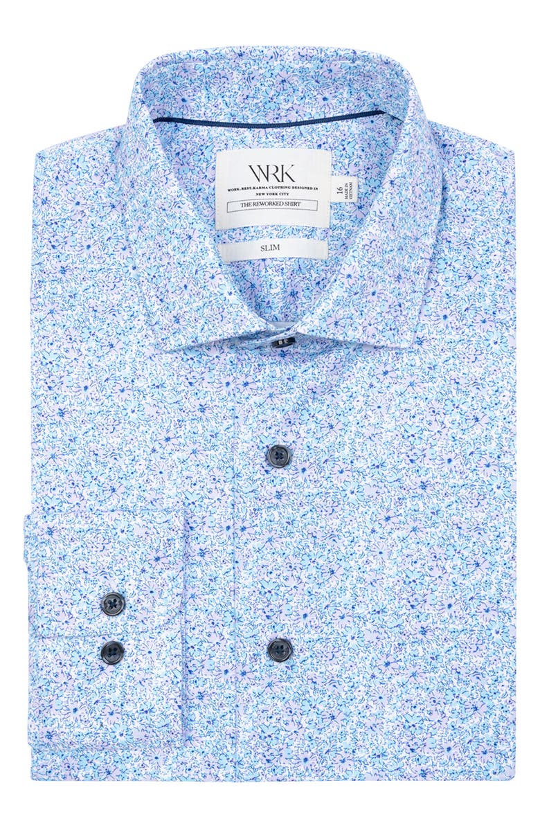 W.R.K Slim Fit Floral Reworked Dress Shirt, Alternate, color, Blue Purple