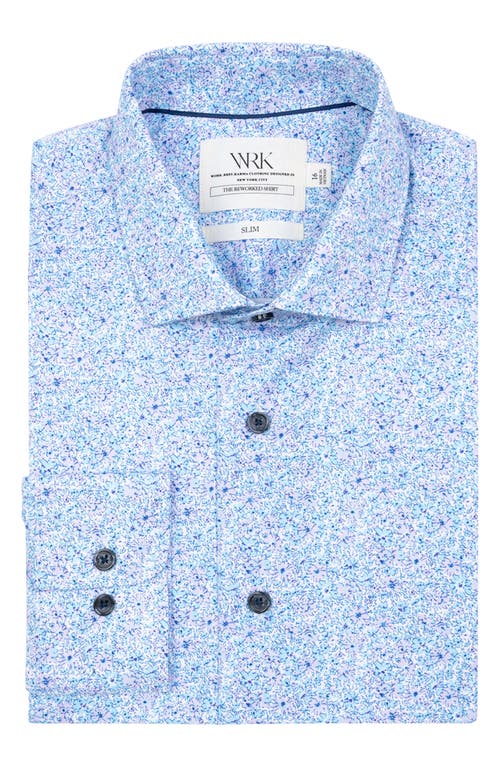 Wrk W.r.k Slim Fit Floral Reworked Dress Shirt In Blue