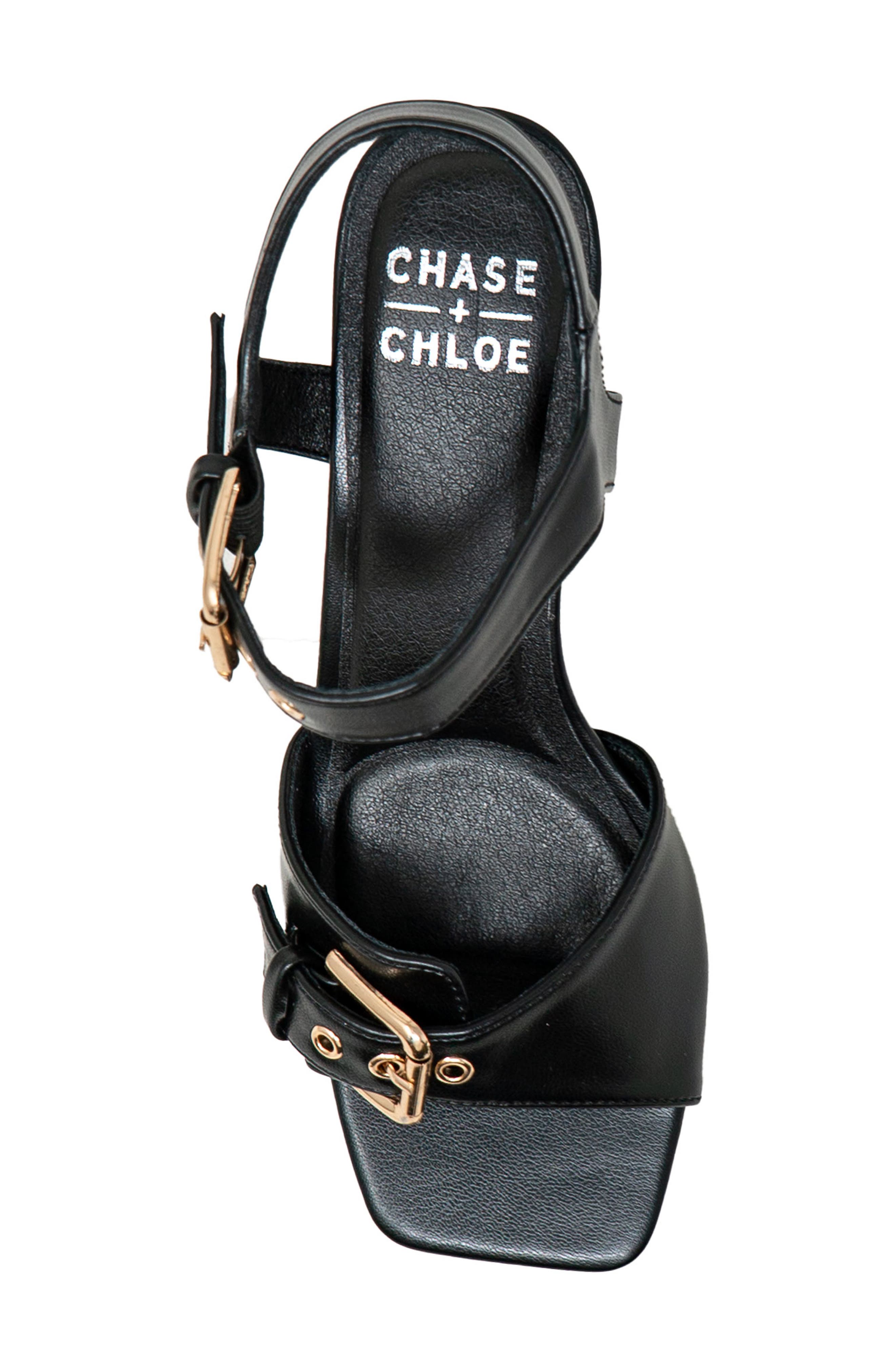 CHASE AND CHLOE Darwyn Double Buckle Sandal, Alternate, color, Black
