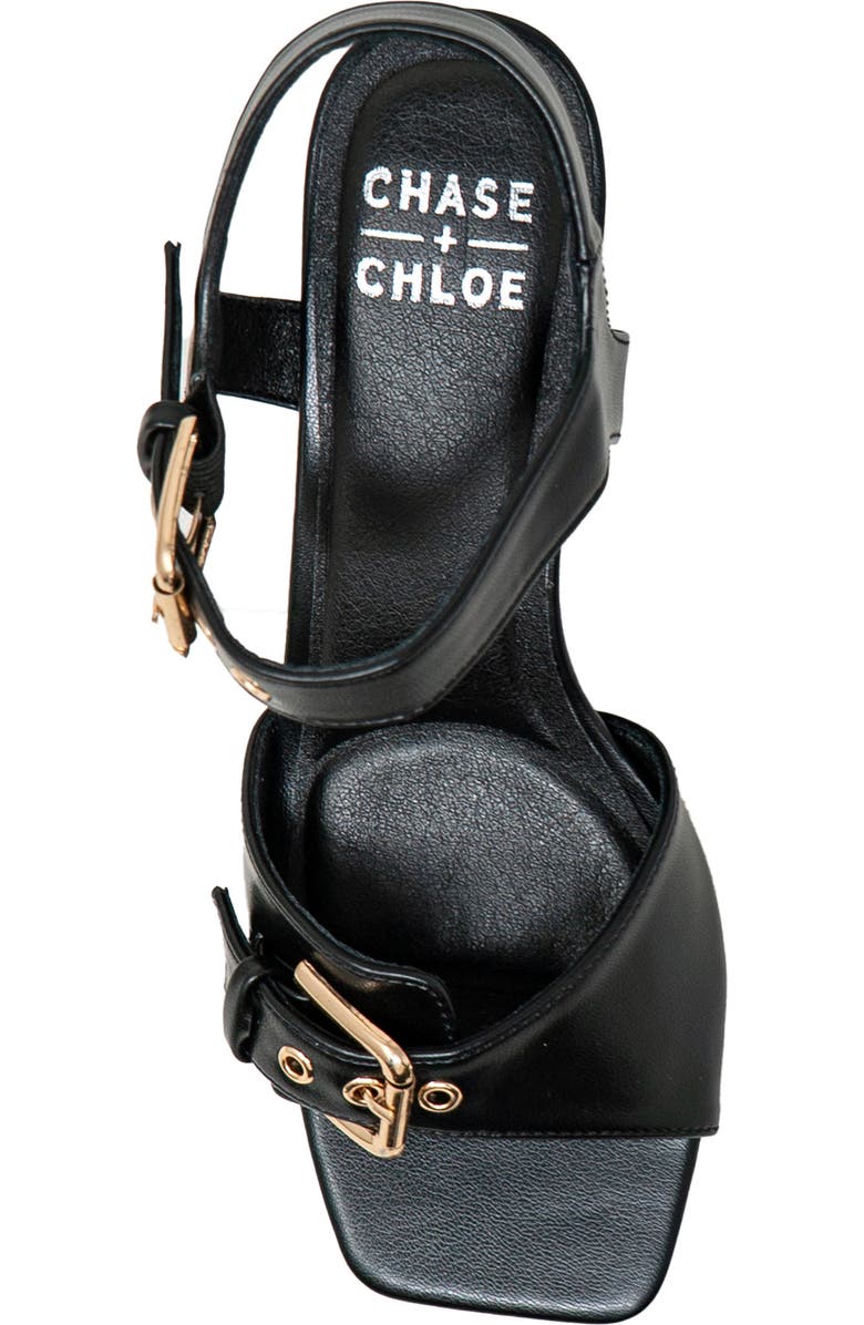 CHASE AND CHLOE Darwyn Double Buckle Sandal, Alternate, color, Black