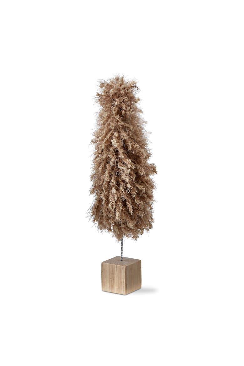 Minky Fleece Tree Sculpture Medium Taupe Holiday Decor, Main, color, Brown