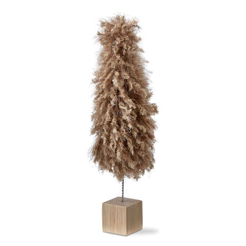 Minky Fleece Tree Sculpture Medium Taupe Holiday Decor