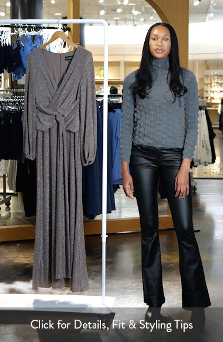 Metallic Knit Long Sleeve Gown, sales video thumbnail