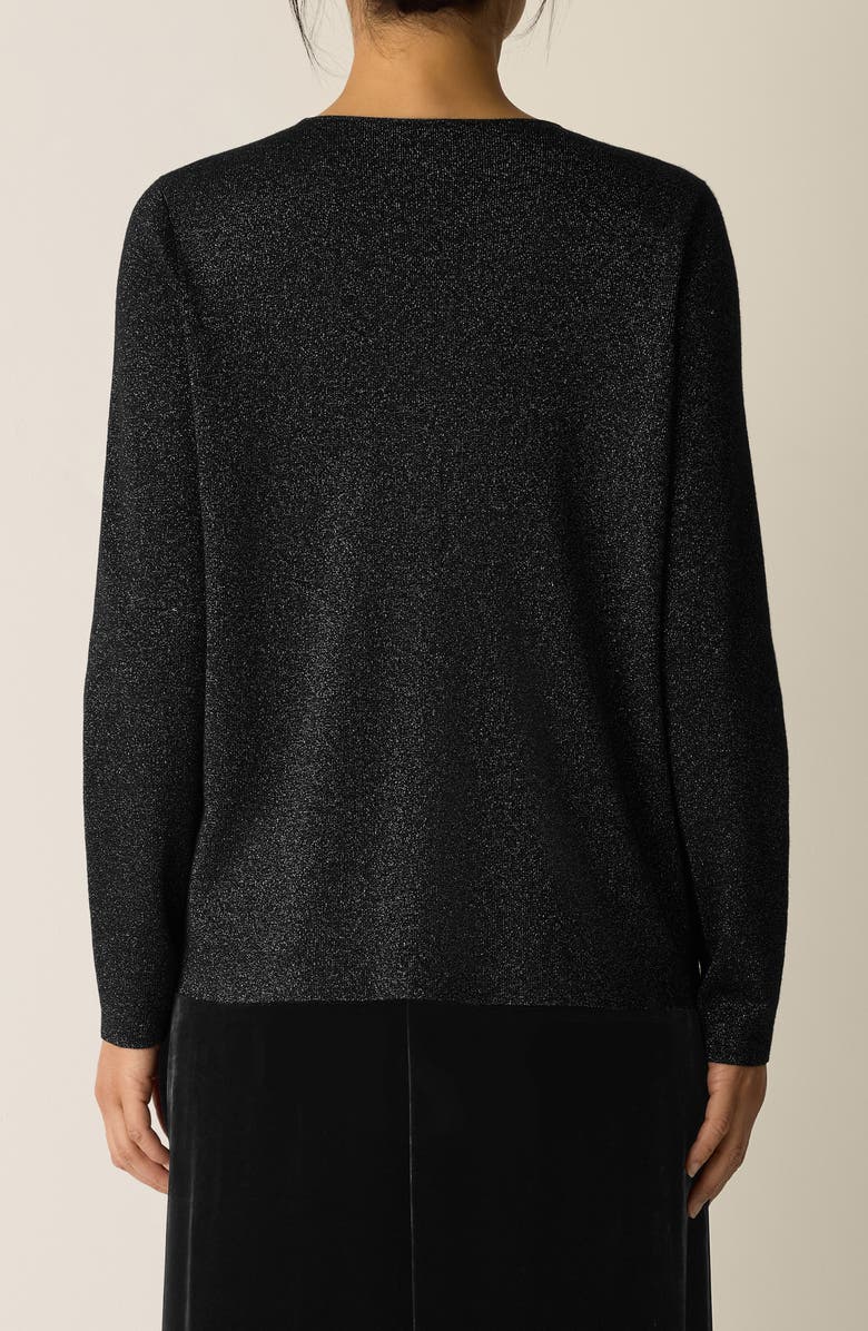 Eileen Fisher Metallic Shimmer Wool Blend Sweater, Alternate, color, Black