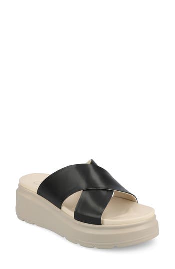 Journee Collection Cathie Platform Wedge Sandal In Black