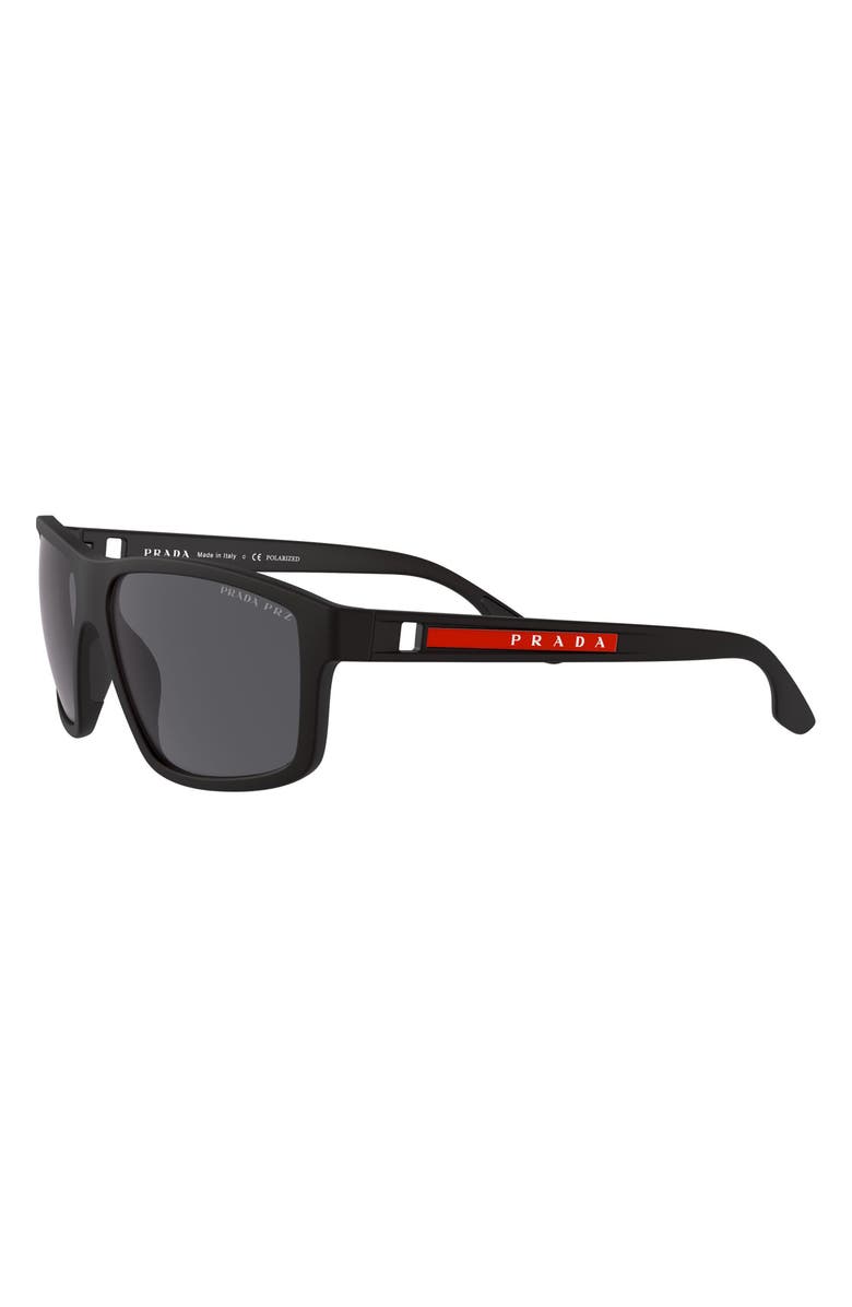 PRADA SPORT 60mm Polarized Rectangular Sunglasses, Alternate, color, 