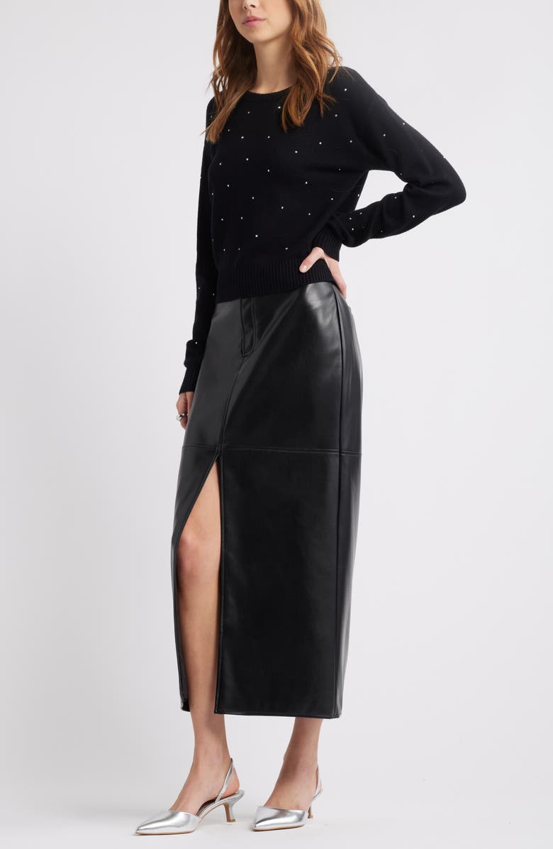 Open Edit Rhinestone Sweater, Alternate, color, Black