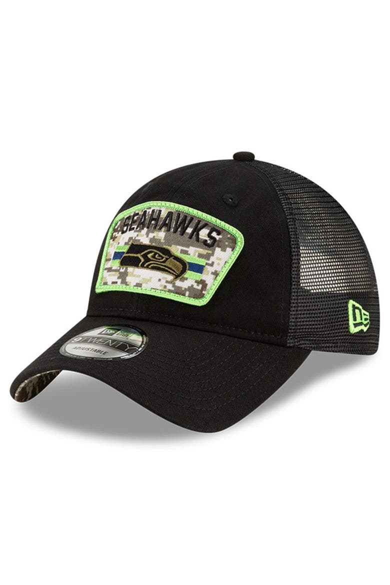 Men's New Era Black Seattle Seahawks 2021 Salute To Service Trucker ...