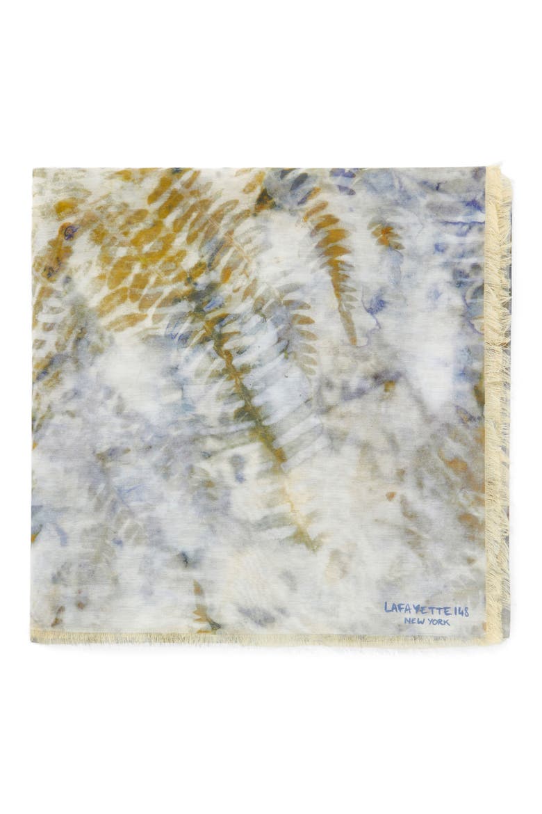 Fern Cotton & Silk Square Scarf, Main, color, SKY BLUE MULTI