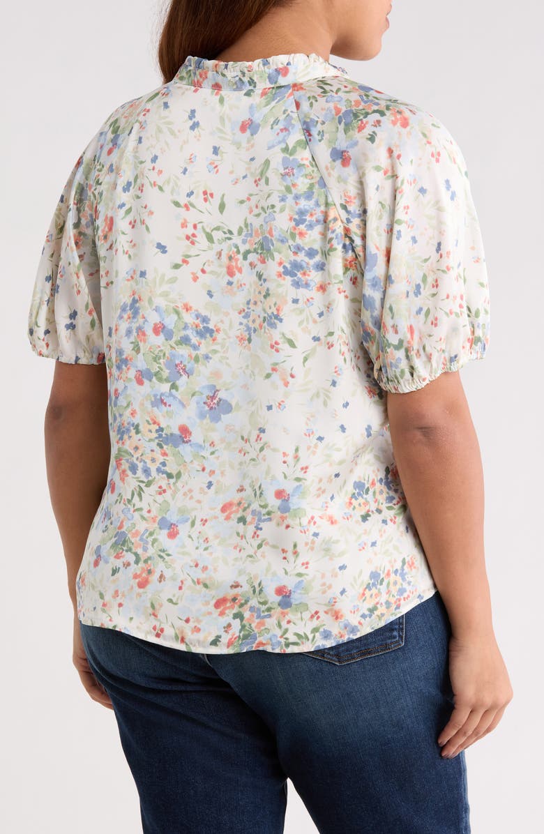 CeCe Split Neck Top, Alternate, color, Egret