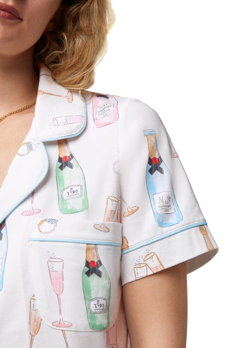 BedHead Pajamas Print Crop Organic Cotton Knit Pajamas, Alternate, color, Champagne Wedding