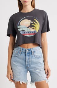 Hurley Society Island Boxy Crop Cotton T-Shirt