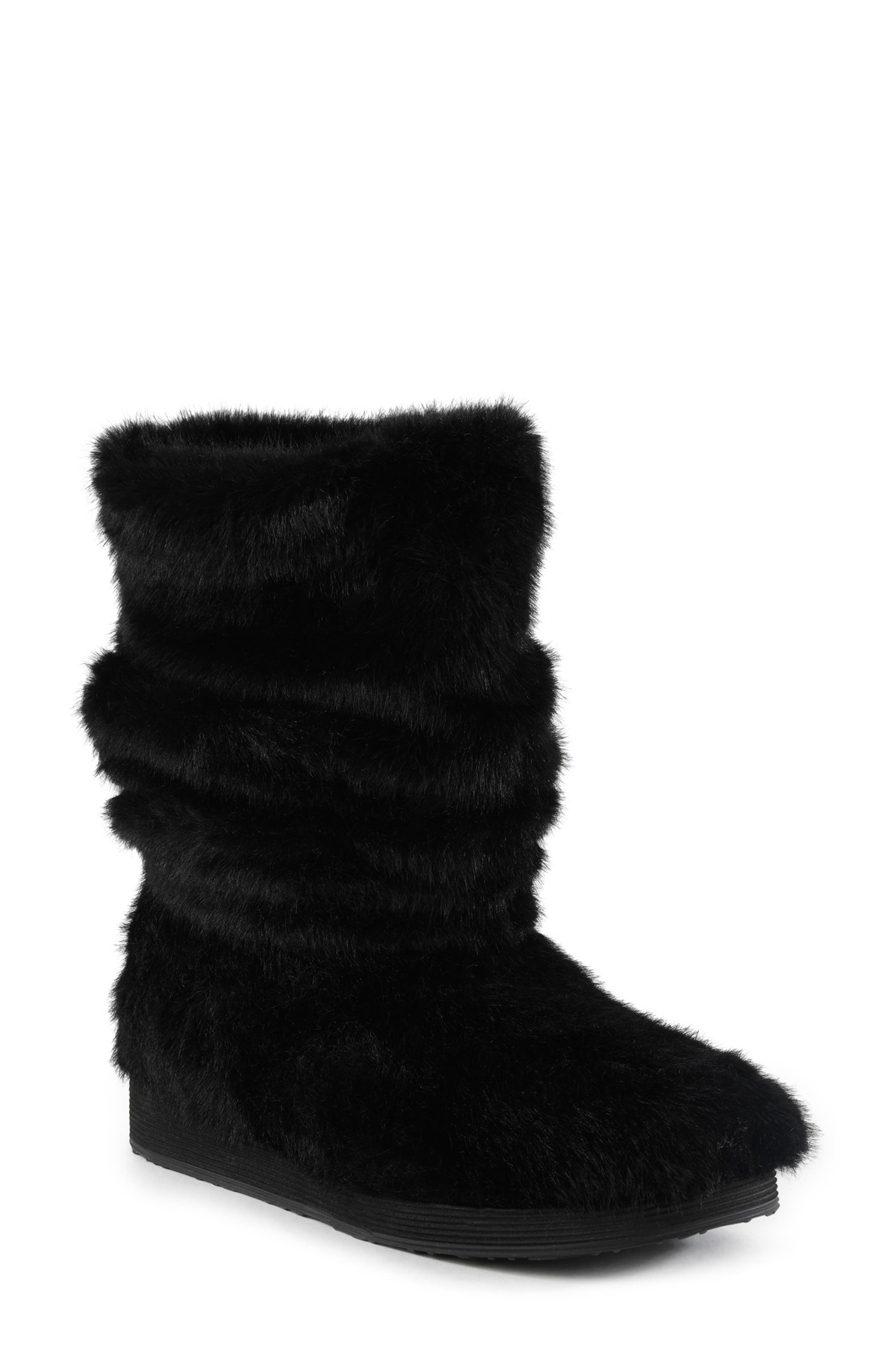 BC Footwear Teddy Faux Fur Bootie, Main, color, Black