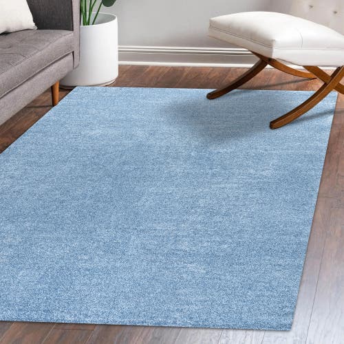 Shop Jonathan Y Haze Solid Low-pile Area Rug In Blue/lagoon