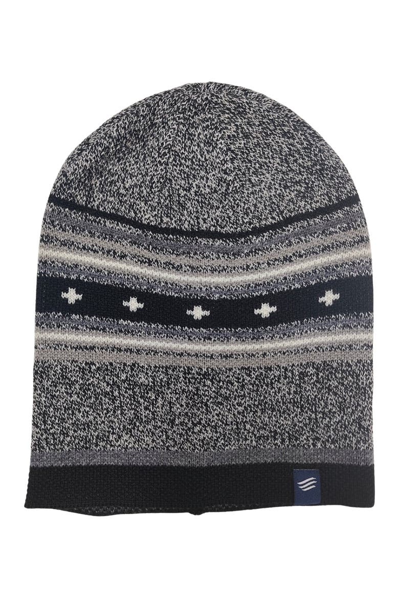 The Merino Wool Slouchy Modern Fair Isle Beanie, Main, color, Black