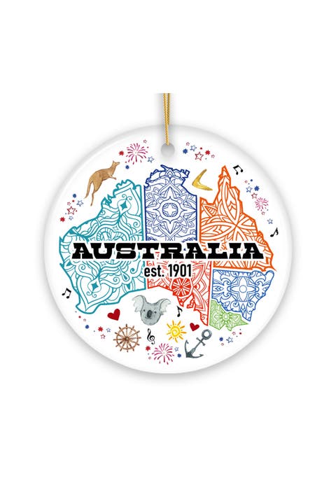 Australia Mandala Continent Map Ceramic Ornament
