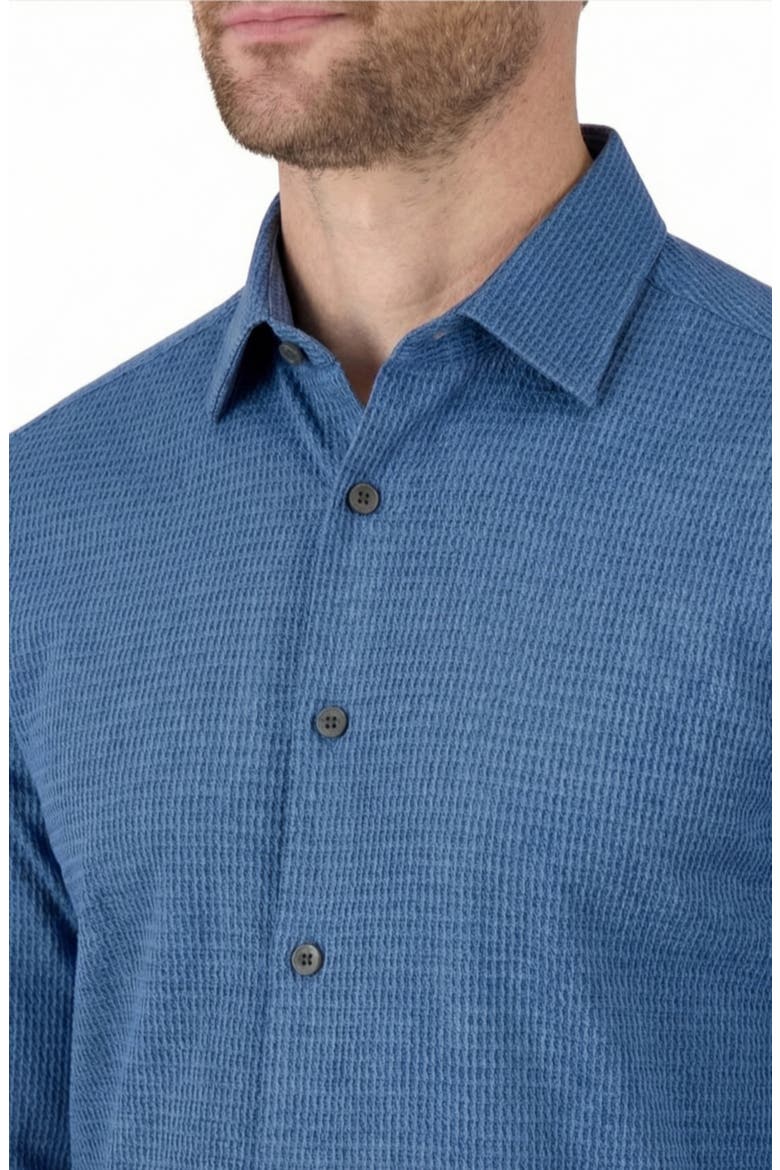 Regular Fit Motif Print 4-Way-Stretch Button-Up Shirt, Alternate, color, NAVY