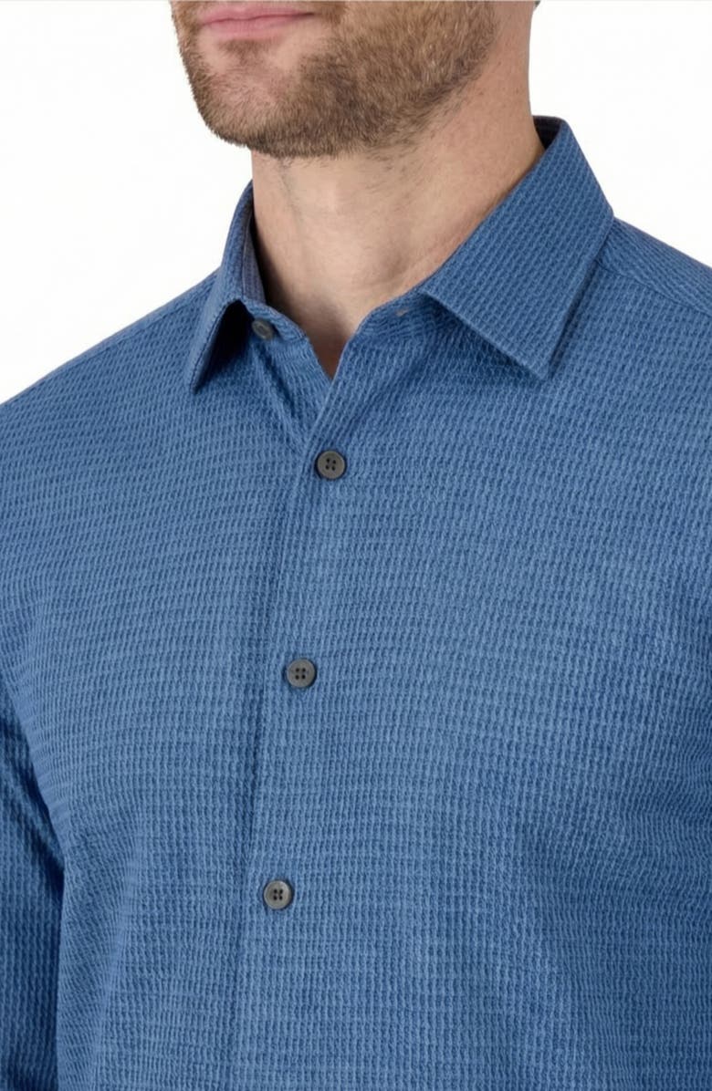 Report Collection Regular Fit Motif Print 4-Way-Stretch Button-Up Shirt, Alternate, color, Navy