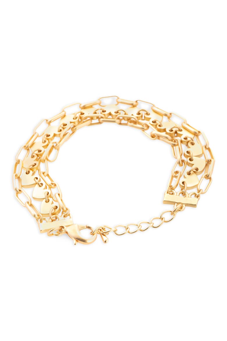 Hearts Triple Chain Bracelet, Alternate, color, GOLD
