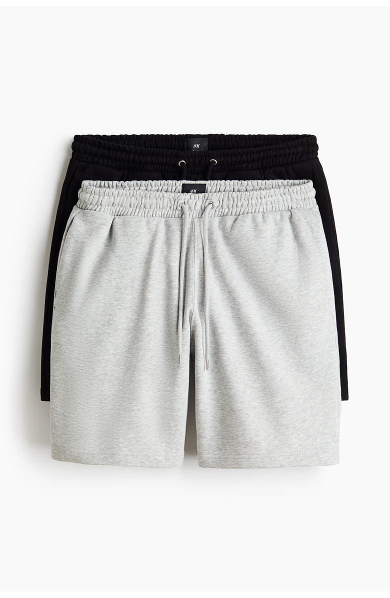 H&M 2-pack regular-fit shorts, Main, color, Black/Light Gray Melange