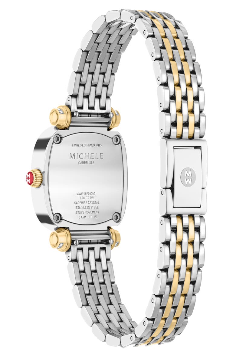 Mini Caber Isle Diamond & Mother-of-Pearl Two-Tone Bracelet Watch, 26mm x 28mm, Alternate, color, TWO TONE