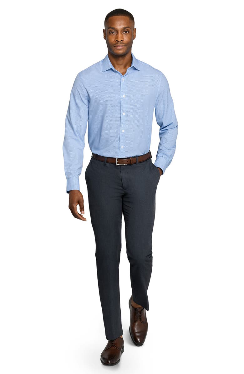 W.R.K Slim Fit Tile Print Performance Dress Shirt, Alternate, color, White/ Blue