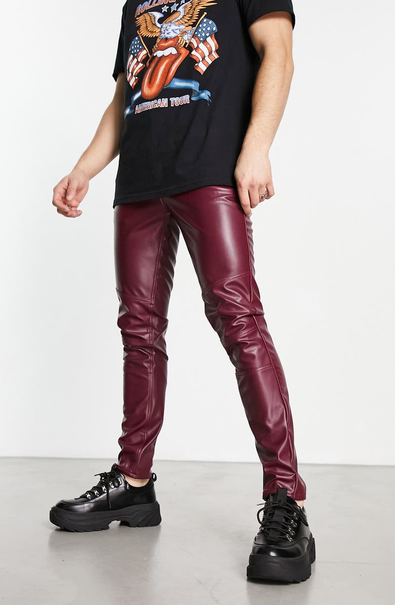 ASOS DESIGN Faux Leather Skinny Jeans, Main, color,