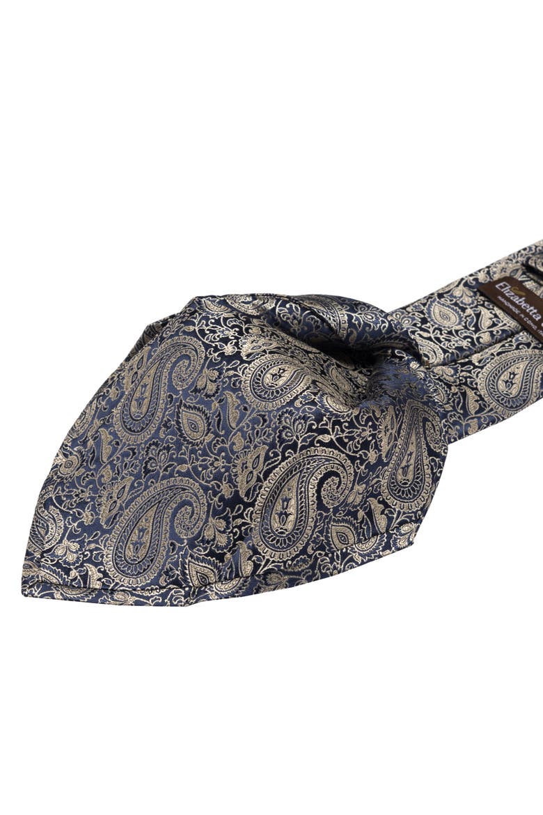Donatello - Extra Long Silk Jacquard Tie for Men, Alternate, color, Navy and Pewter