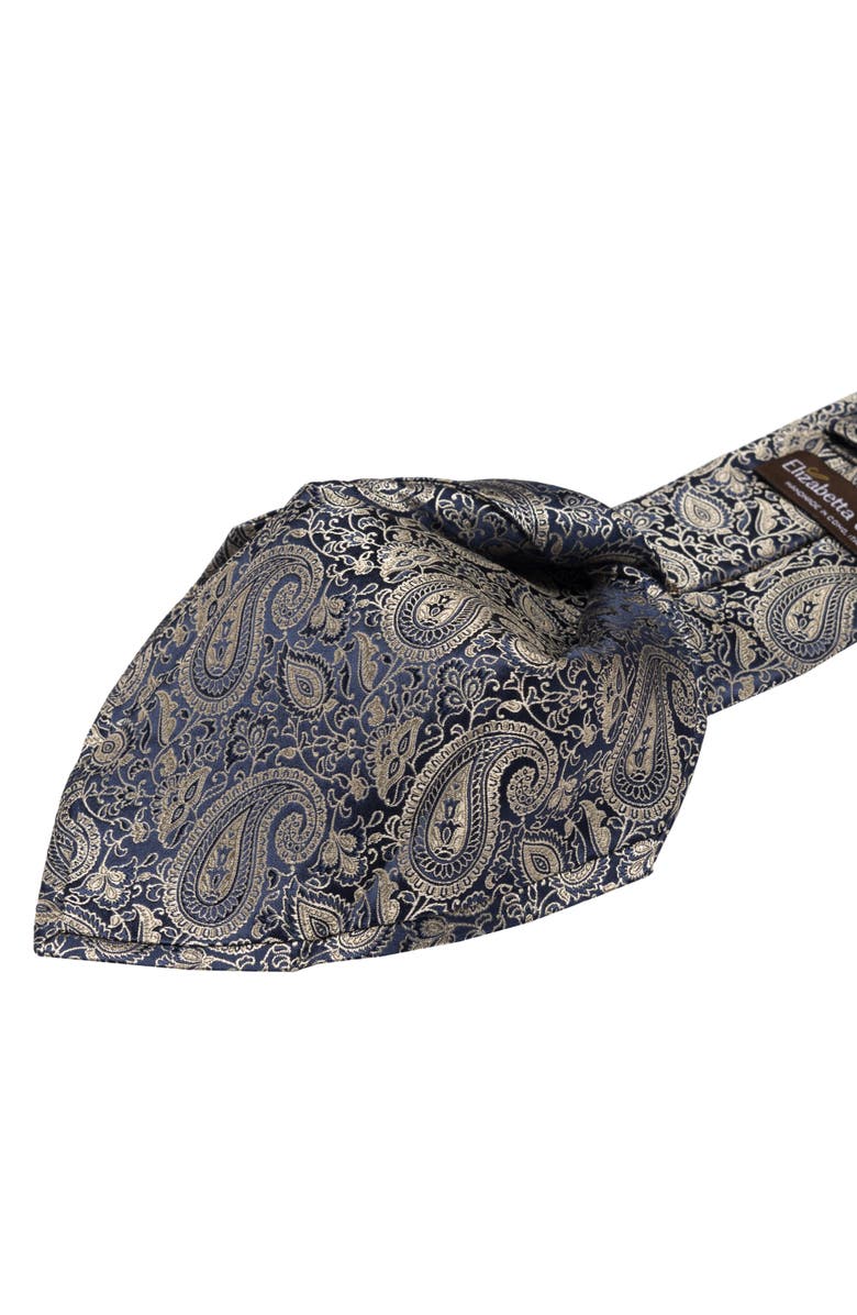 Elizabetta Donatello - Extra Long Silk Jacquard Tie for Men, Alternate, color, Navy And Pewter
