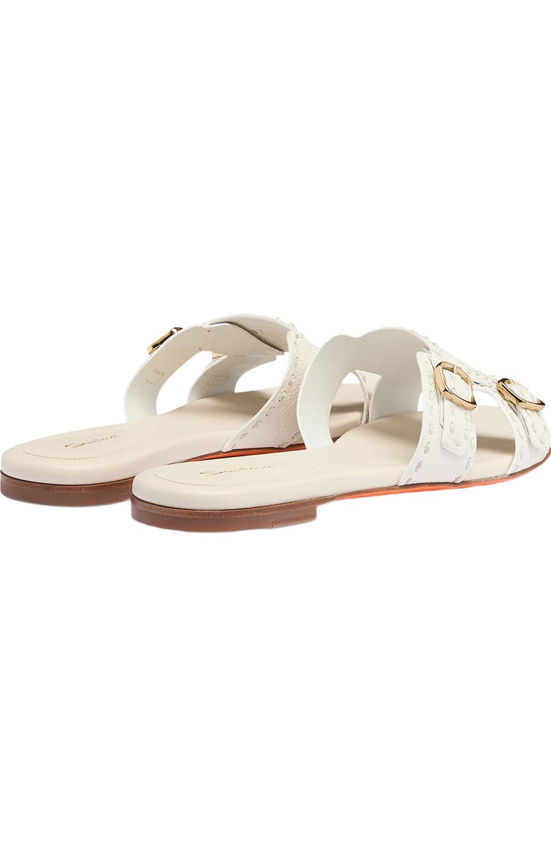 Santoni Women's leather double-buckle Didi slide sandal, Alternate, color, White