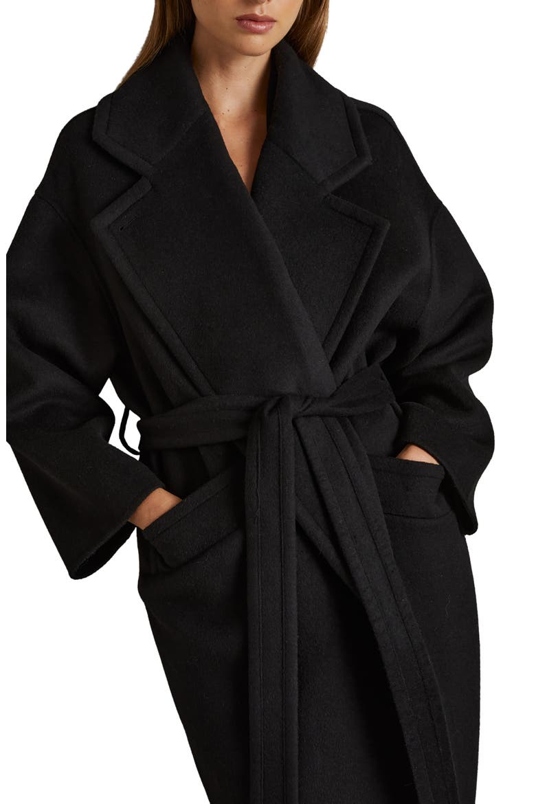 Bridget Belted Wool Blend Coat, Alternate, color, BLACK