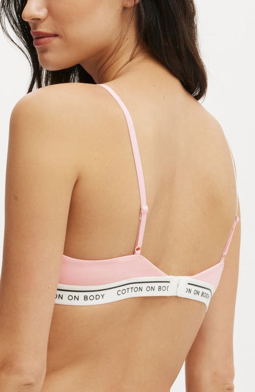 Cotton On Body Branded Cotton Cross Over Bralette In Pink