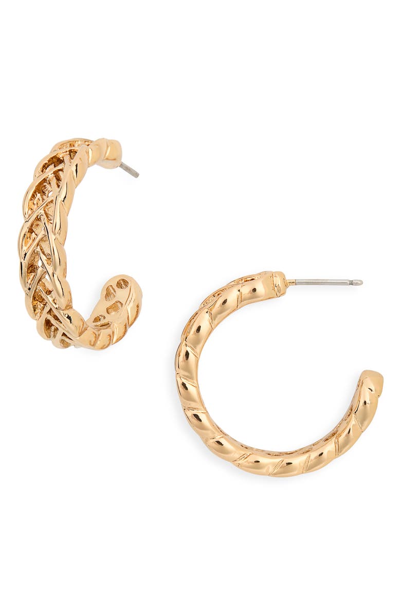 Ettika Classic Twist Hoop Earrings, Main, color, Gold