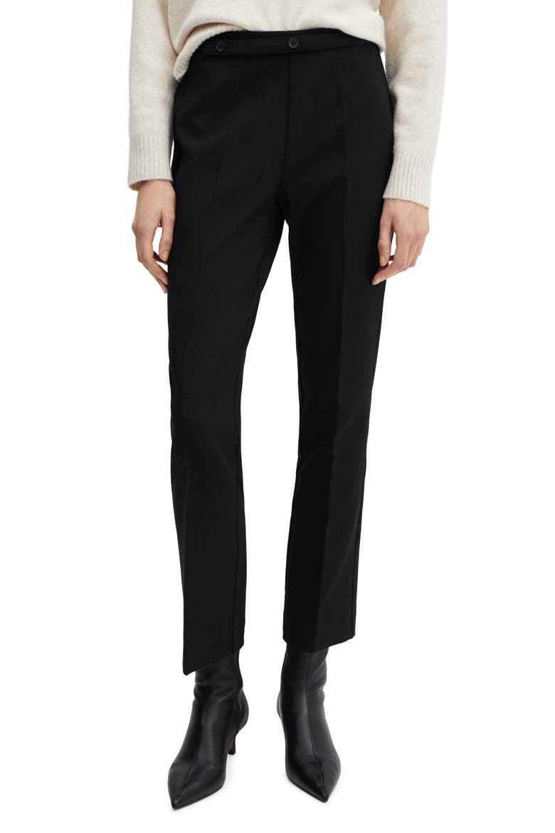 Belted Straight Leg Ankle Pants, Main, color, BLACK