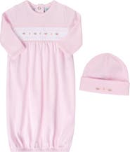 Feltman Brothers Floral Smocked Gown & Hat Set