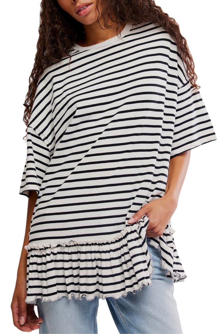 Why Yes Stripe T-Shirt, Main, color, BLACK AND WHITE COMB