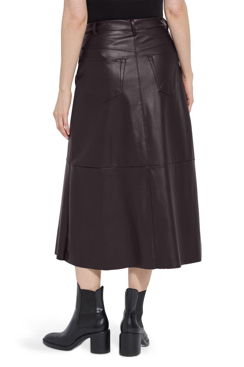 Warren A-Line Faux Leather Midi Skirt, Alternate, color, DOUBLE ESPRESSO