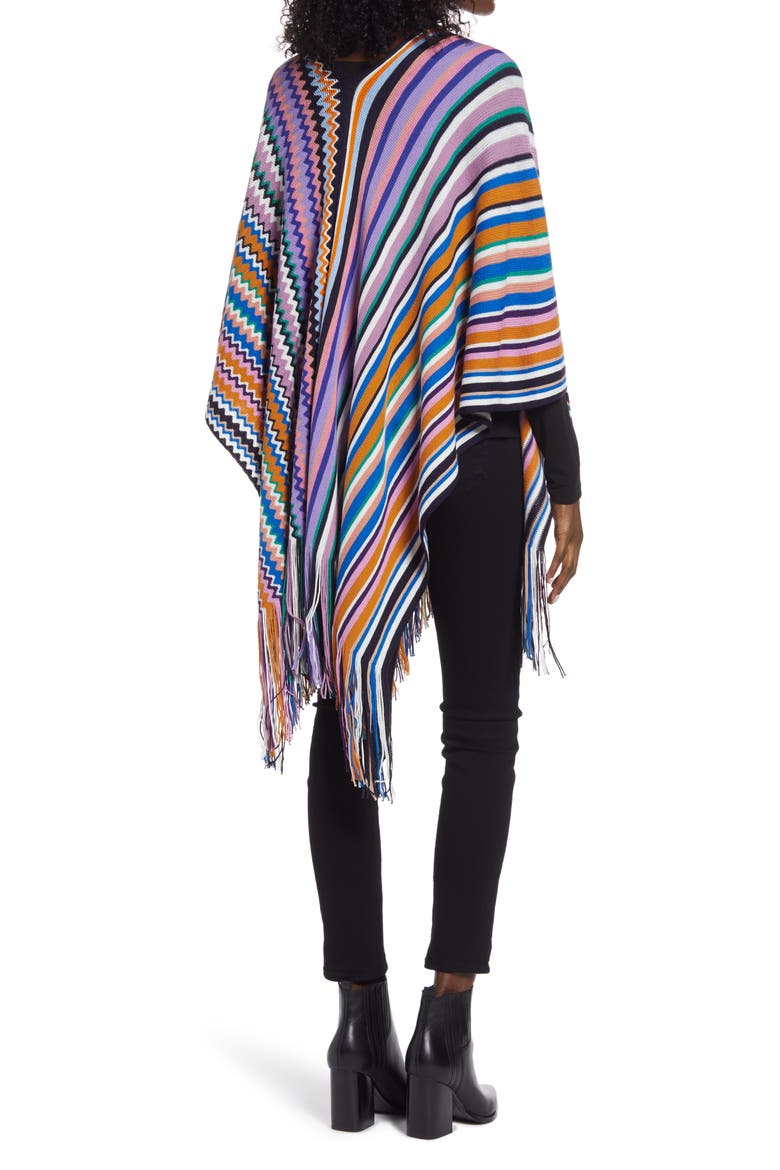 Zigzag & Stripe Wool Blend Poncho, Alternate, color, MULTI PURPLE