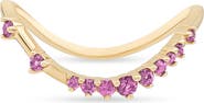LANA 14K Gold Curved Solo Pink Sapphire Ring