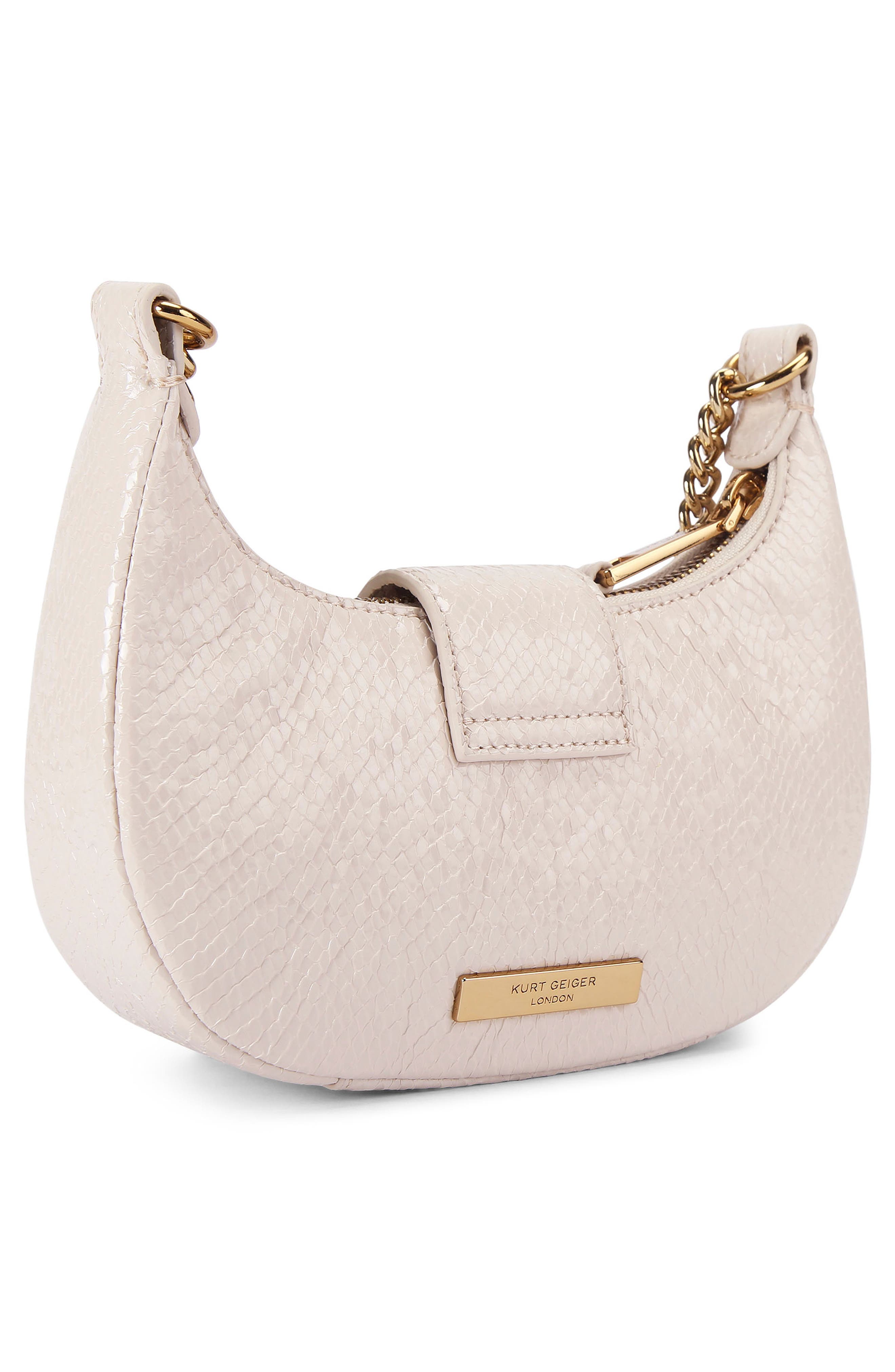 Kurt Geiger London Small Chelsea Snake Embossed Leather Hobo Crossbody Bag, Alternate, color, Light/ Pastel Pink