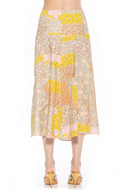 Shop Alexia Admor Hadley Stretch Cotton Midi Skirt In Ivory Patch Floral