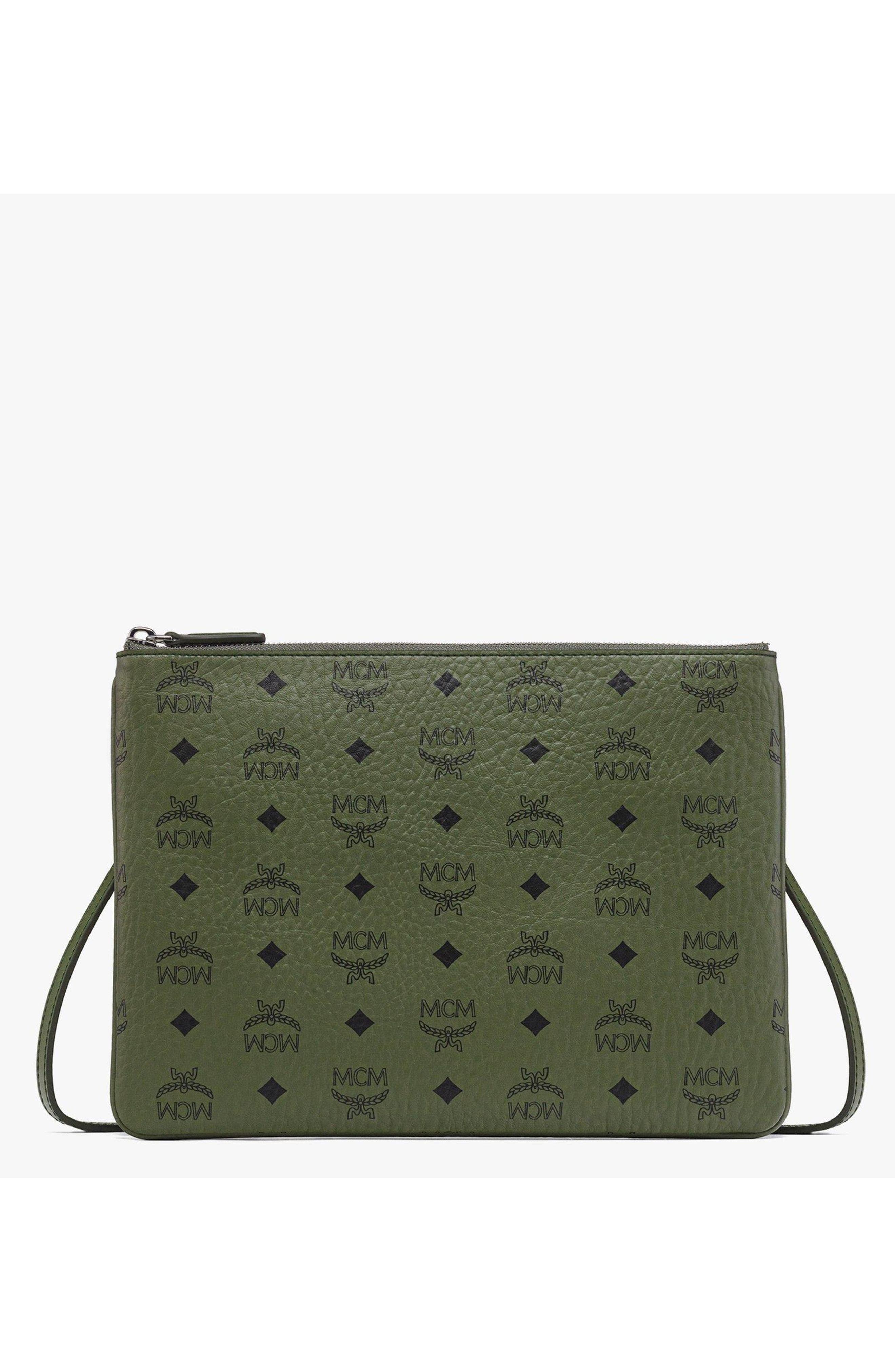 MCM Crossbody Pouch in Visetos Original, Main, color, Green