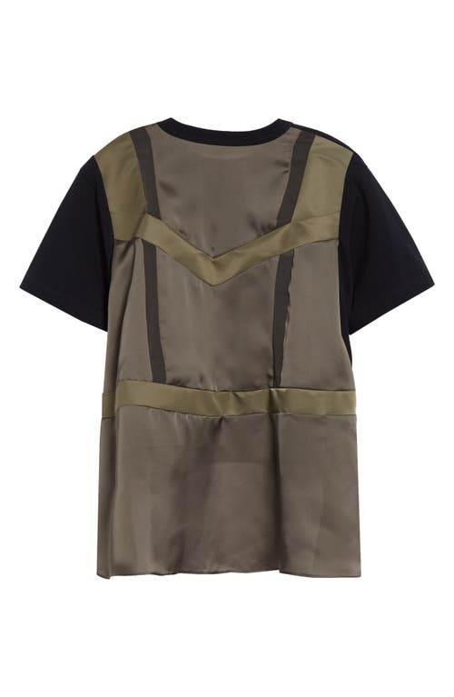 Sacai Nylon Twill & Cotton Jersey T-shirt In Navy X Taupe