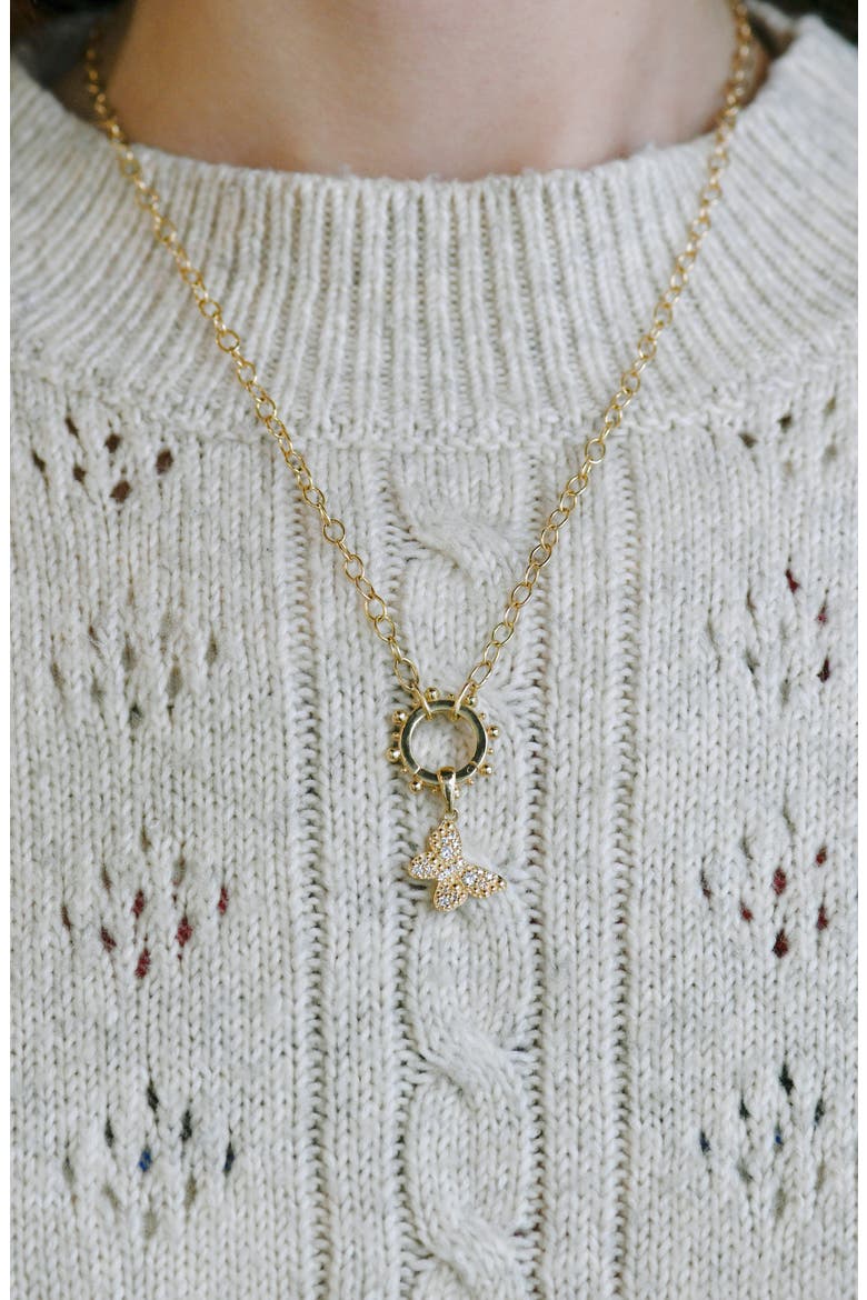 Dew Drop Pavé Diamond Butterfly Pendant, Alternate, color, GOLD