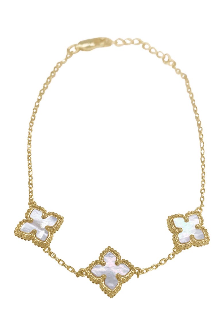 Mother of Pearl Flower Station Bracelet, Alternate, color, WHITE