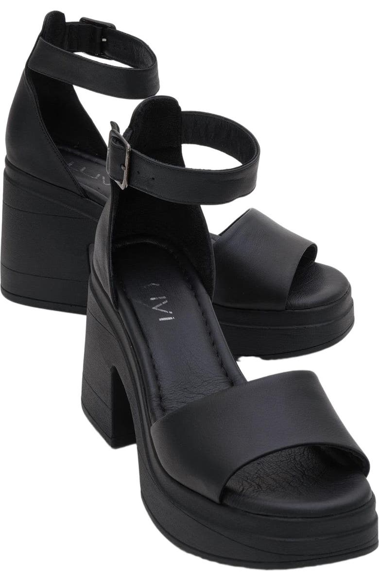 Forever & Always Shoes MARGOT Leather Platform Sandal, Main, color, Black Leather